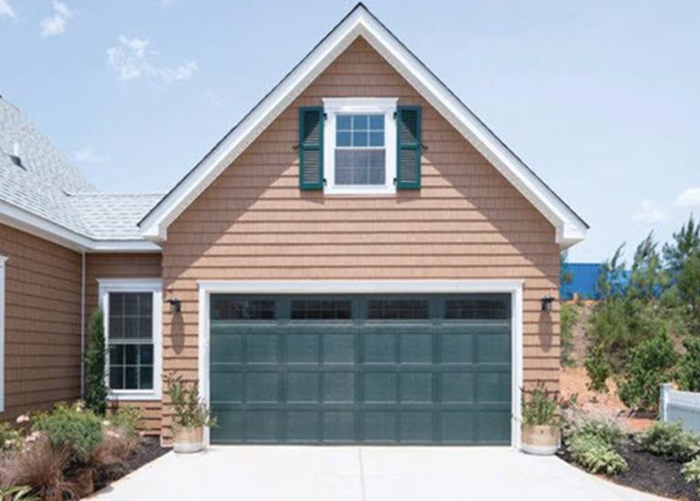 green garage doors