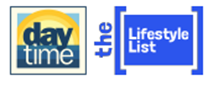daytime the lifestyle list blue logo with sun behind the words daytime