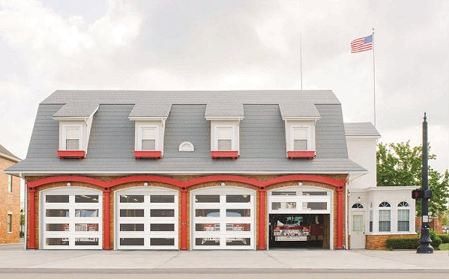 fire station doors with windows