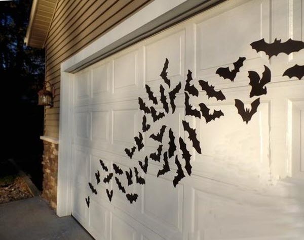 halloween bats on garage door