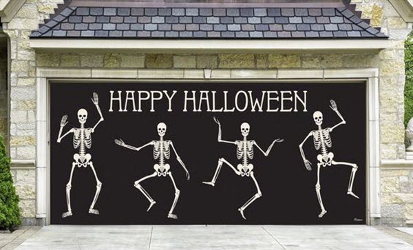 halloween skeletons dancing on garage door
