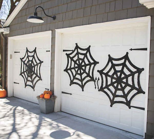 halloween spiker webs on garage doors