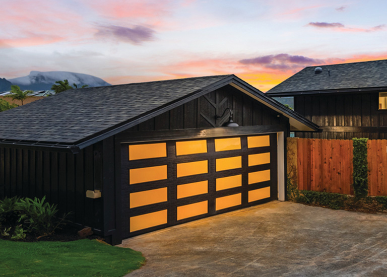 contemporary garage door with black finish