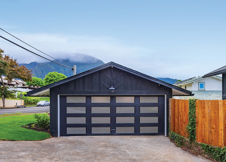 contemporary garage door with black finish