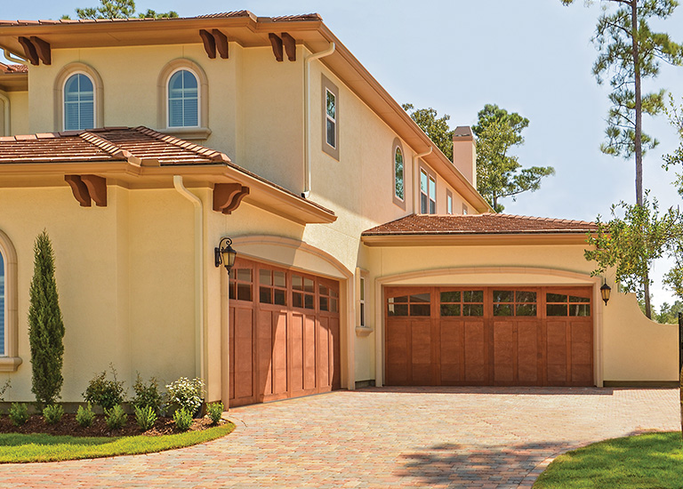 carriage house style wood garage doors