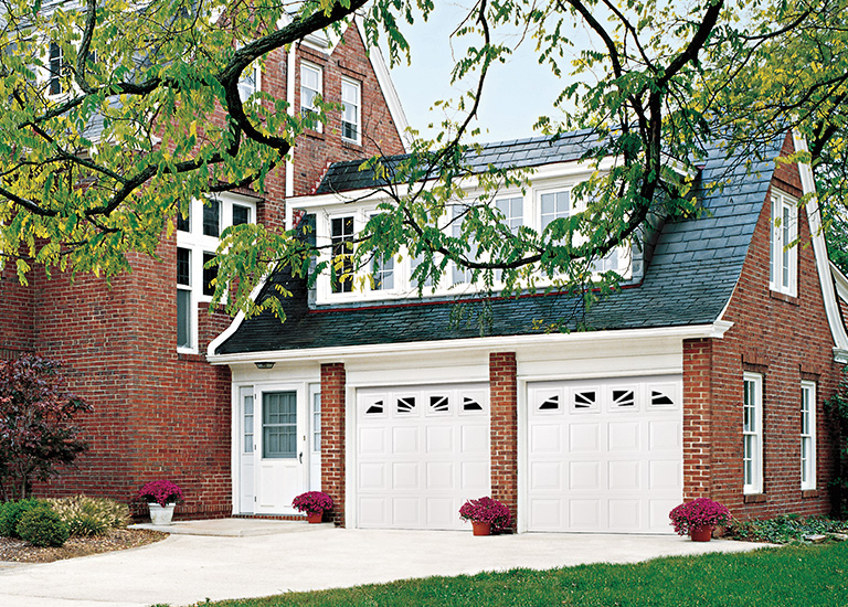 white vinyl garage door