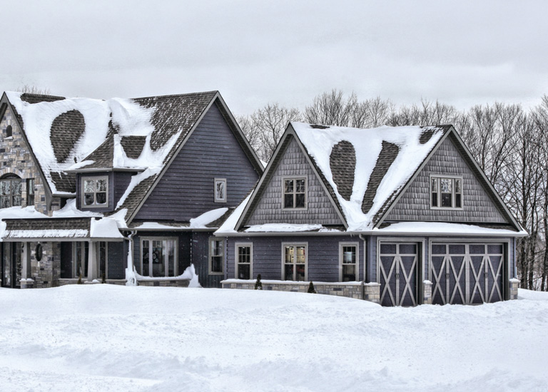 snowy insulated garage doors