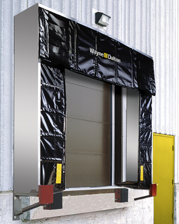 black fixed dock shelter in front of commercial door