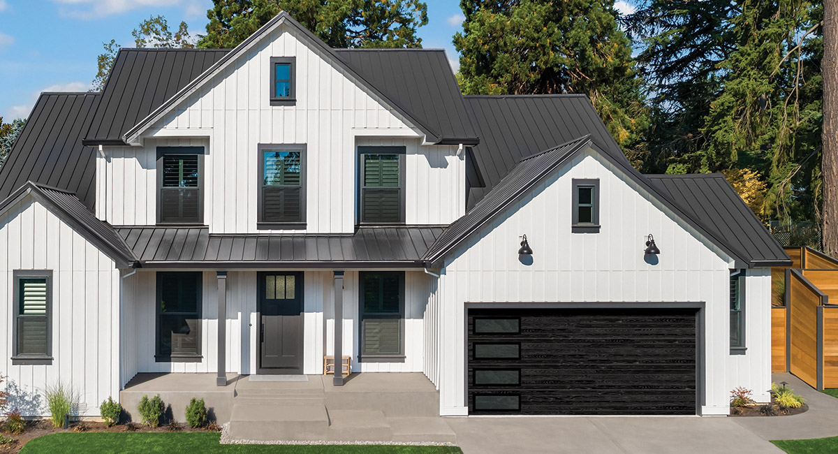 black plank garage door