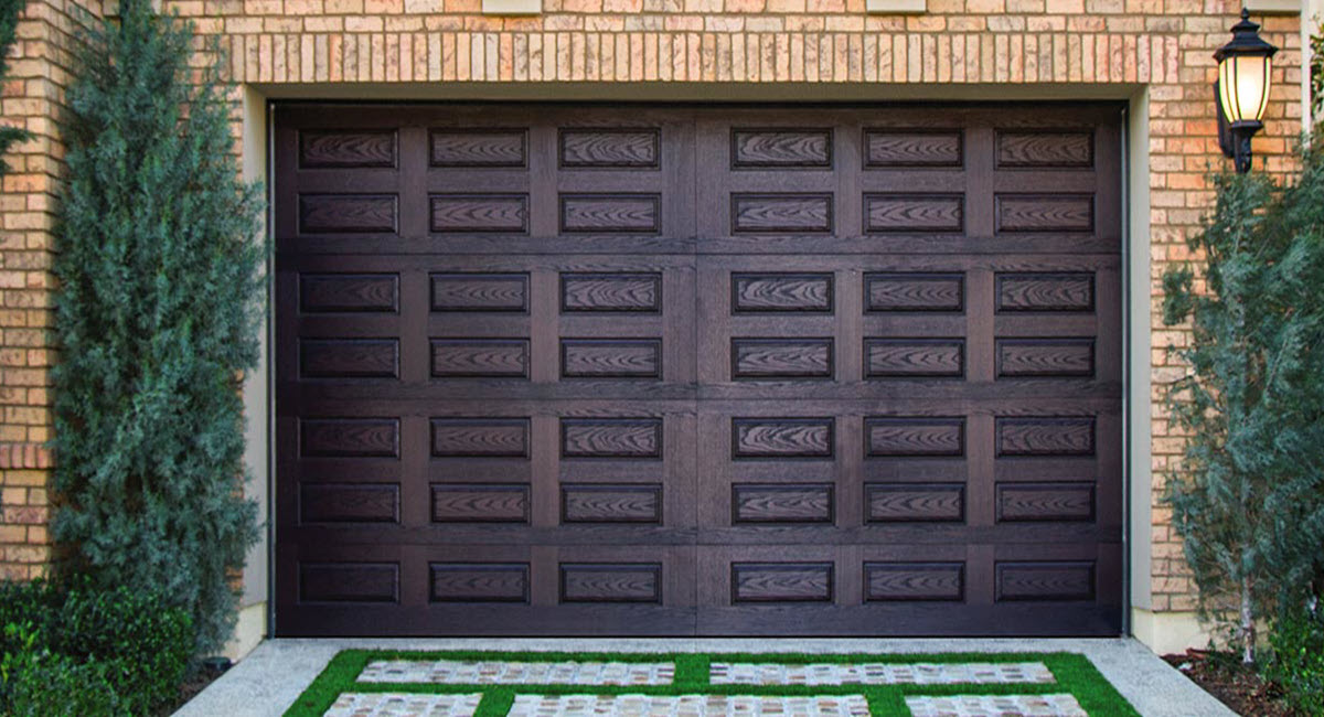 Vertical Raised Panel Window Fiberglass Garage Door