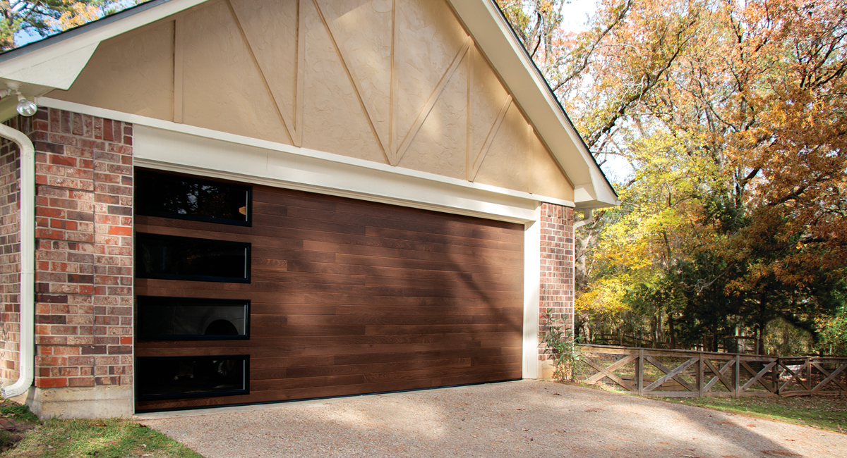 Contemporary Panel | Medium Oak Wood Grain Impressions™ Finish | Clear IV windows