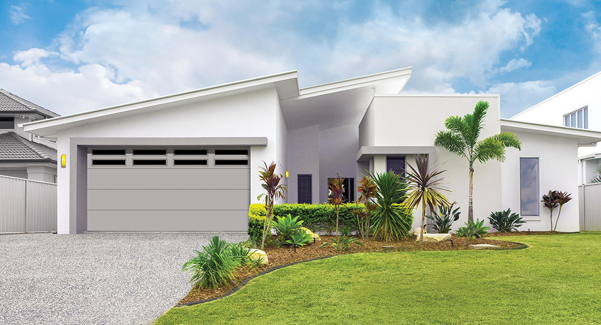 modern metallic silver garage door