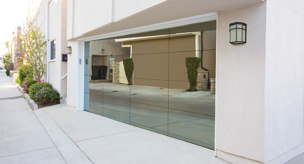 Frameless Glass Mirror Garage Door
