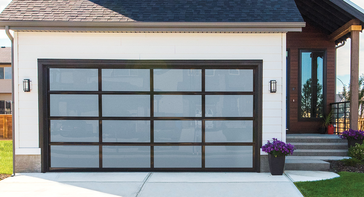 modern glass garage door