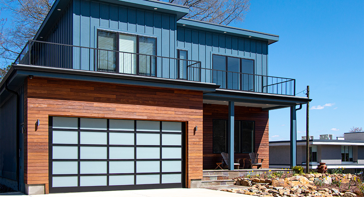 modern glass garage door