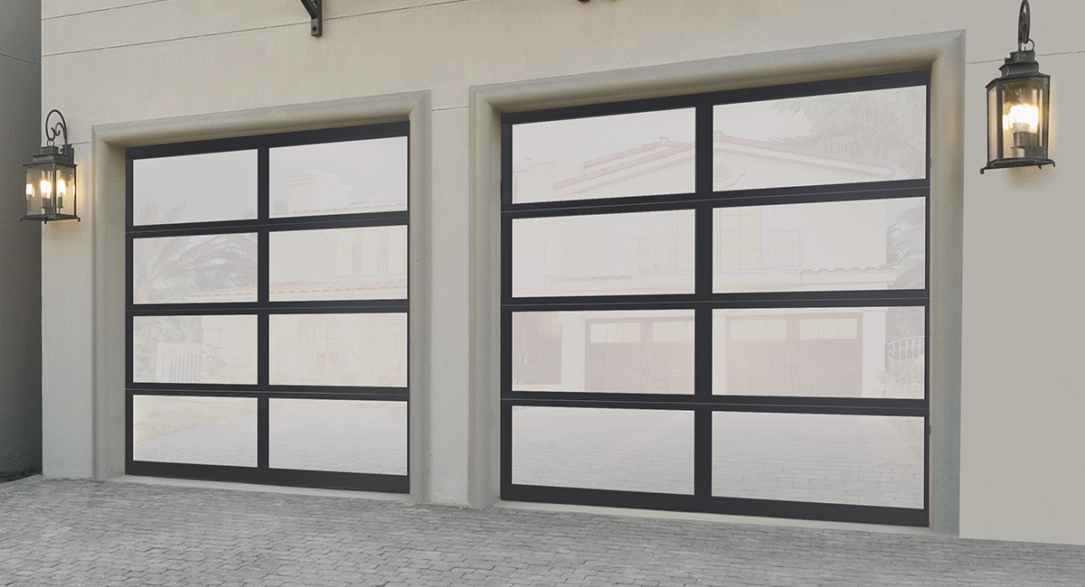 modern glass garage door