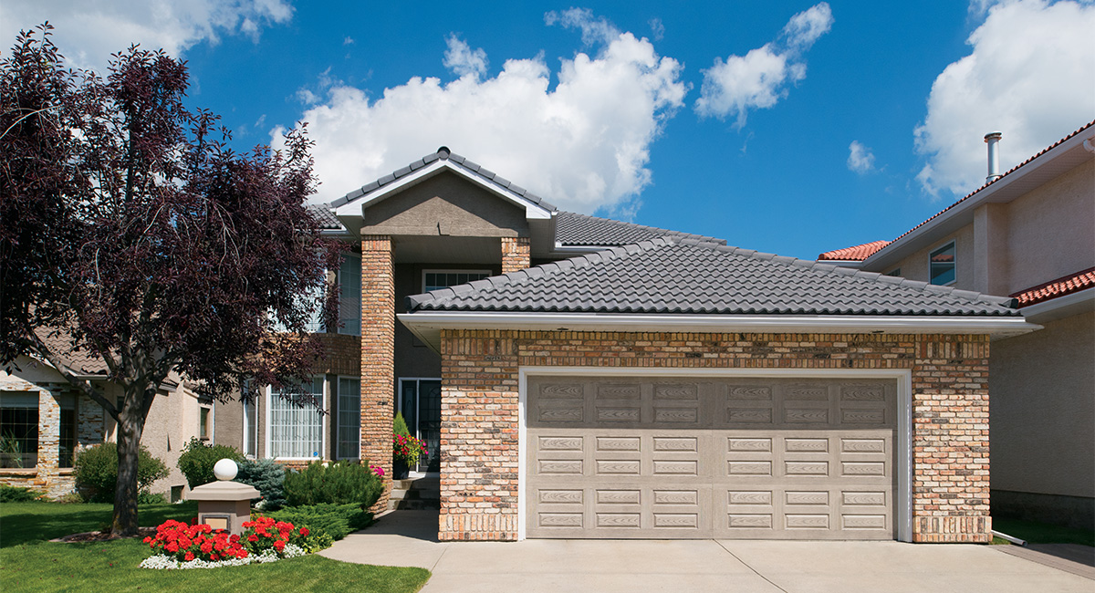 clay fiberglass garage door on front facing garage