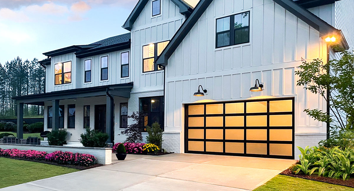 modern aluminum glass garage door