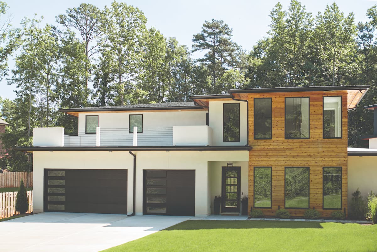 Wayne Dalton 8300 Flush Panel Black Finish Clear Long Vertical Windows garage doors