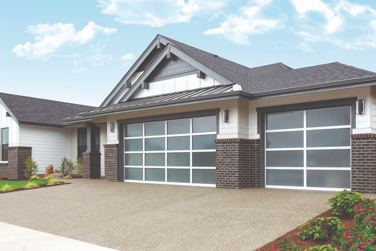 Wayne Dalton 8800 Clear Anoid-Obscured glass aluminum garage doors