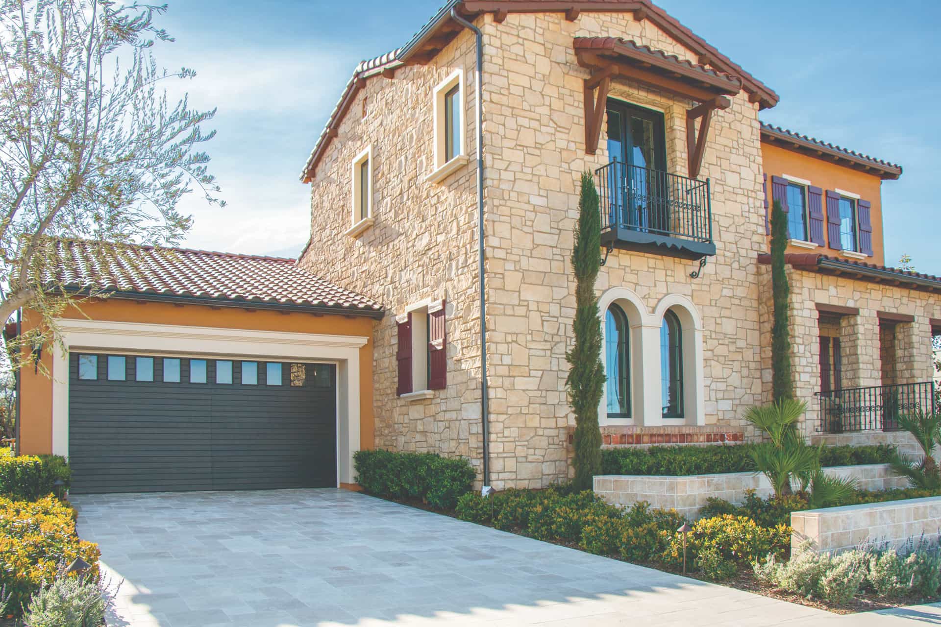 Wayne Dalton 8680 Horizontal V Groove Walnut fiberglass garage door