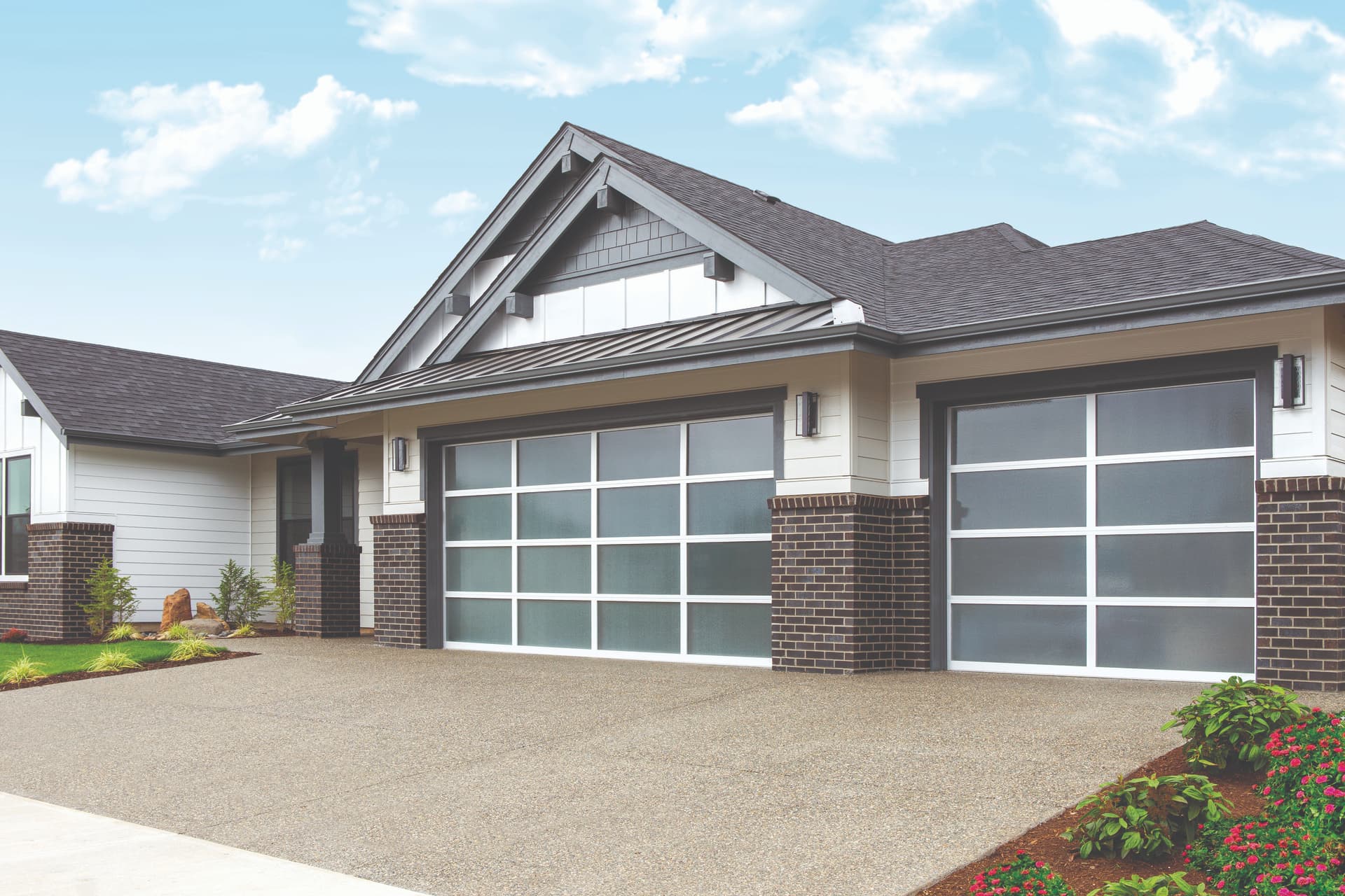 Wayne Dalton 8800 Clear Anoid Obscured glass garage door