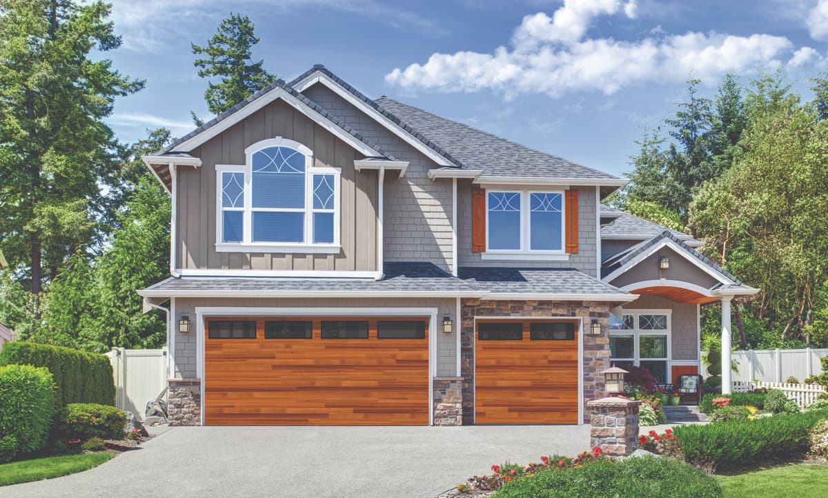 Wayne Dalton Model 8300 steel garage door with woodgrain impressions